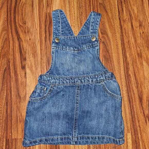6 for $25🎃 Old Navy Blue Denim Dress Overalls With Adjustable Snaps Baby 18-24M - Picture 1 of 5